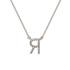 Suzy Levian 0.10 Carat White Diamond 14K White Gold Letter Initial Necklace, R