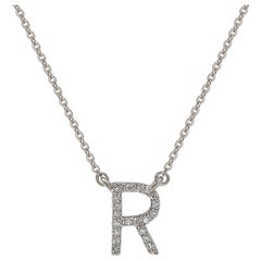 Suzy Levian, collier initial lettre en or blanc 14 carats avec diamants blancs de 0,10 carat