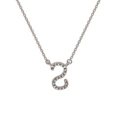 Suzy Levian 0.10 Carat White Diamond 14K White Gold Letter Initial Necklace, S