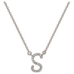 Suzy Levian 0,10 carati di diamante bianco in oro bianco 14K Collana con iniziali di lettere, S. White