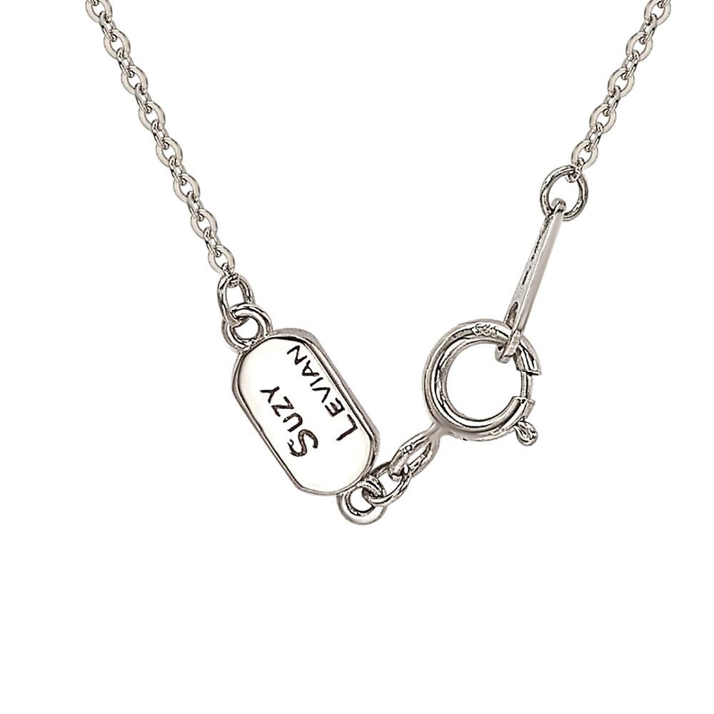Round Cut Suzy Levian 0.10 Carat White Diamond 14K White Gold Letter Initial Necklace, V For Sale