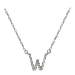 Suzy Levian 0.10 Carat White Diamond 14K White Gold Letter Initial Necklace, W