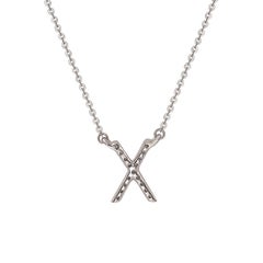 Suzy Levian 0.10 Carat White Diamond 14K White Gold Letter Initial Necklace, X