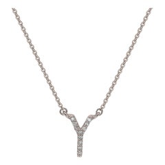 Suzy Levian, collier initial lettre en or blanc 14 carats avec diamants blancs de 0,10 carat