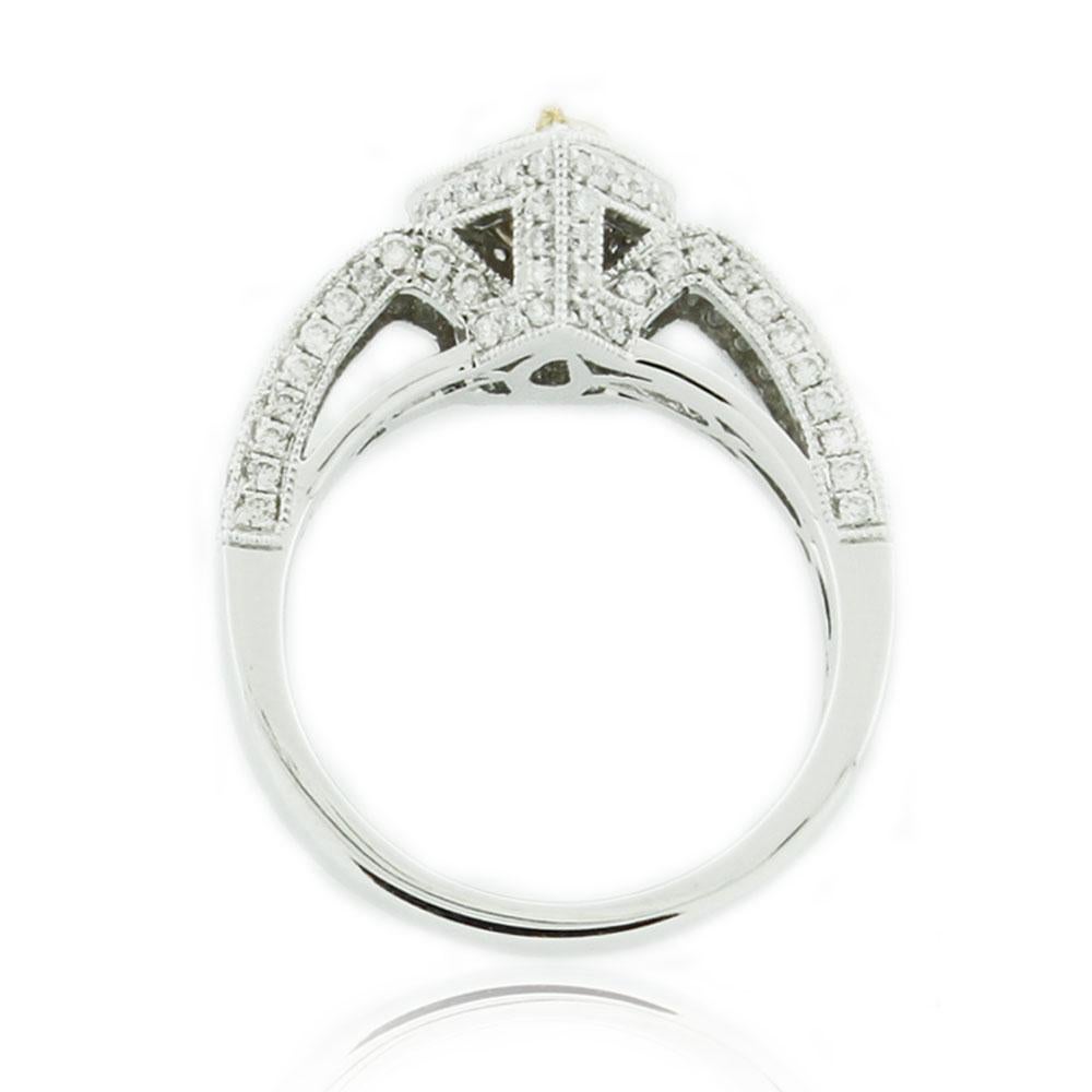 Pear Cut Suzy Levian 14 Karat White Gold Yellow Pear-Cut Diamond Bridal Ring
