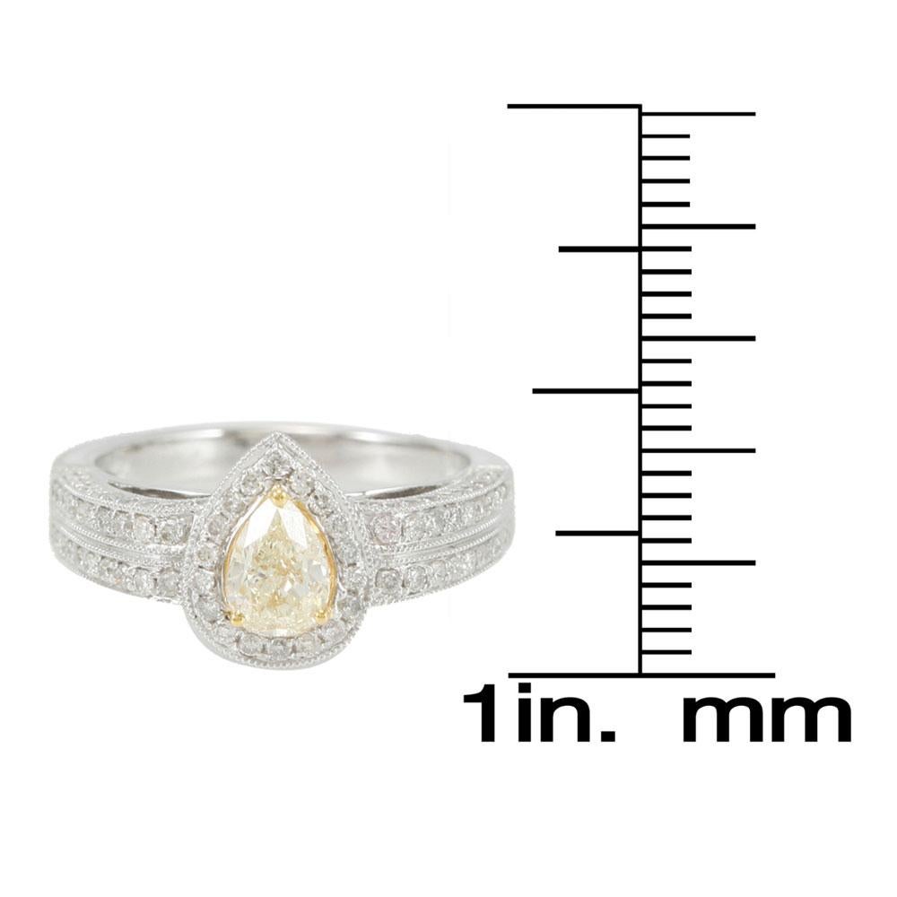 Suzy Levian 14 Karat White Gold Yellow Pear-Cut Diamond Bridal Ring 1