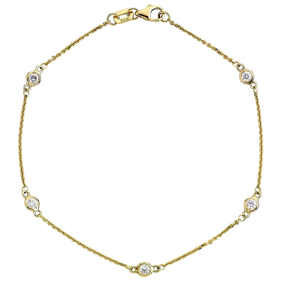 Suzy Levian, bracciale a catena in oro giallo 14K con diamanti bianchi da 0,10 carati
