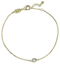 Suzy Levian Bracciale solitario in oro giallo 14K con diamanti bianchi da 0,25 carati