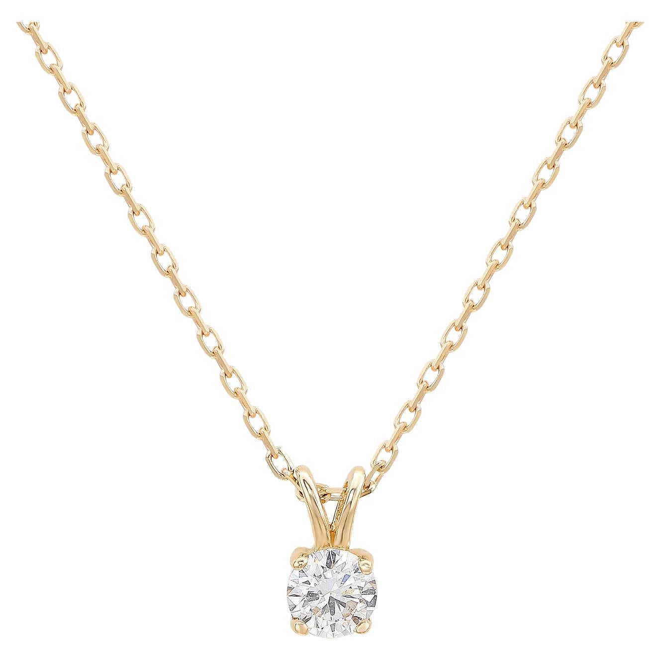 Suzy Levian 14K Yellow Gold 0.26 ct. tw. Diamond Solitaire Pendant Necklace For Sale