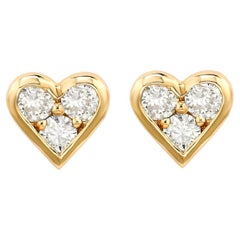 Suzy Levian 14K Yellow Gold 0.30 CTTW Diamond Heart Earrings