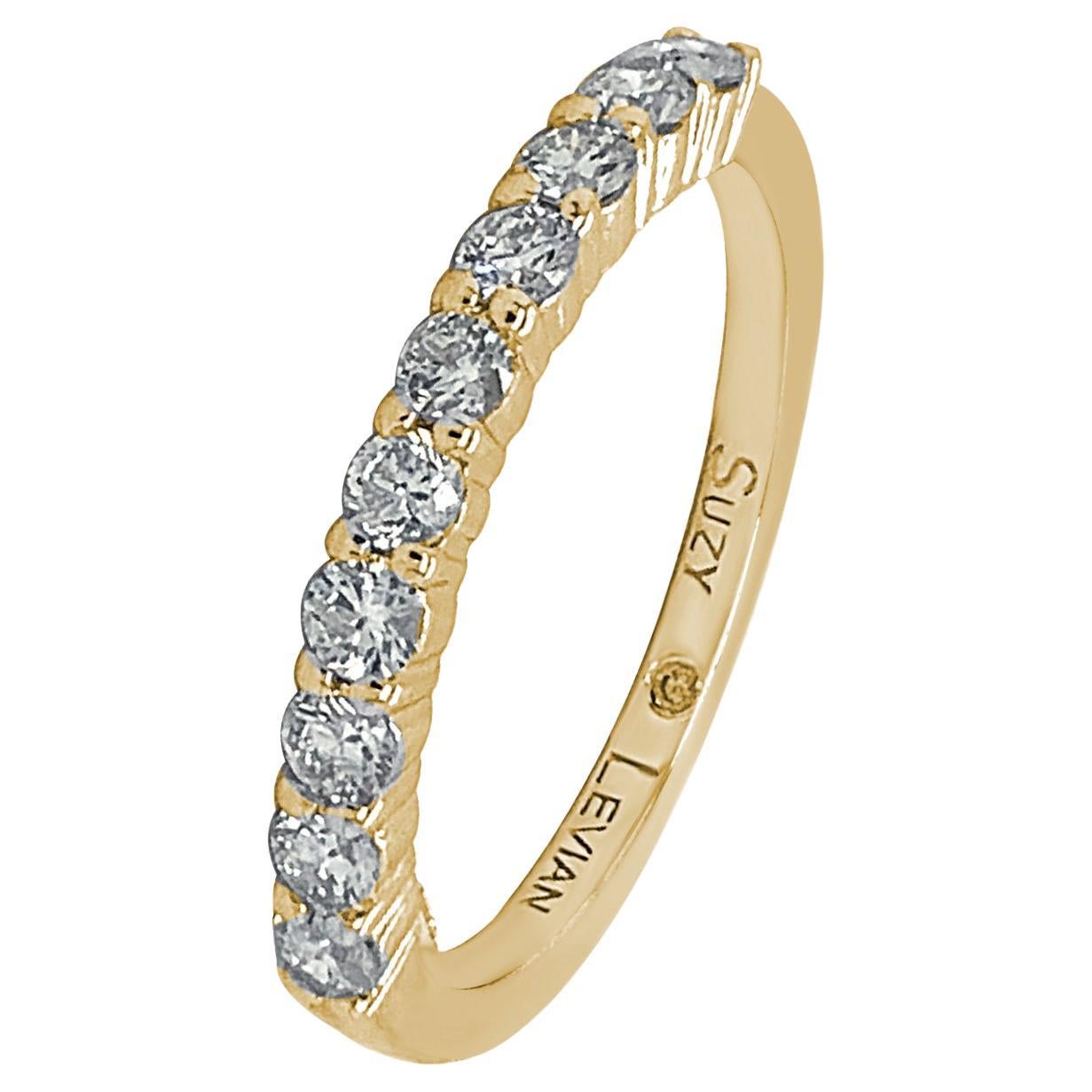 Suzy Levian, demi-anneau d'éternité en or jaune 14 carats avec diamants 0,50 carat en vente