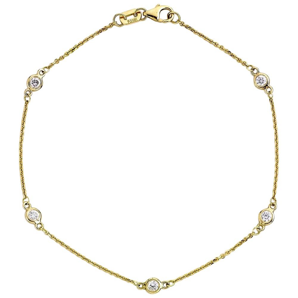 Suzy Levian Bracelet station en or jaune 14 carats avec diamants blancs de 0,75 carat en vente