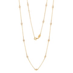 Suzy Levian 14K Yellow Gold 0.80 TDW Bezel Diamond Station Necklace