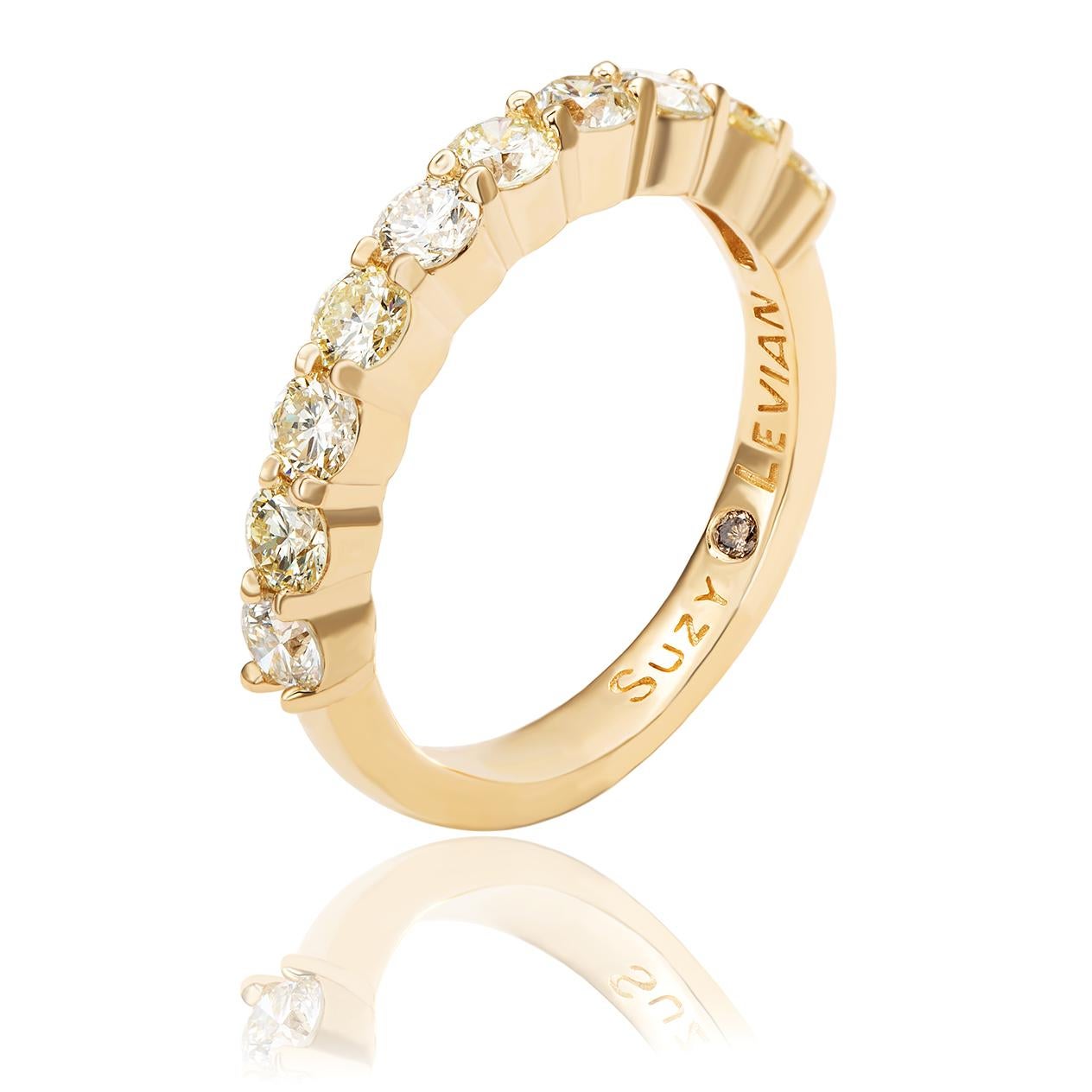Contemporary Suzy Levian 14K Yellow Gold 1 cttw Diamond Eternity Half Band For Sale