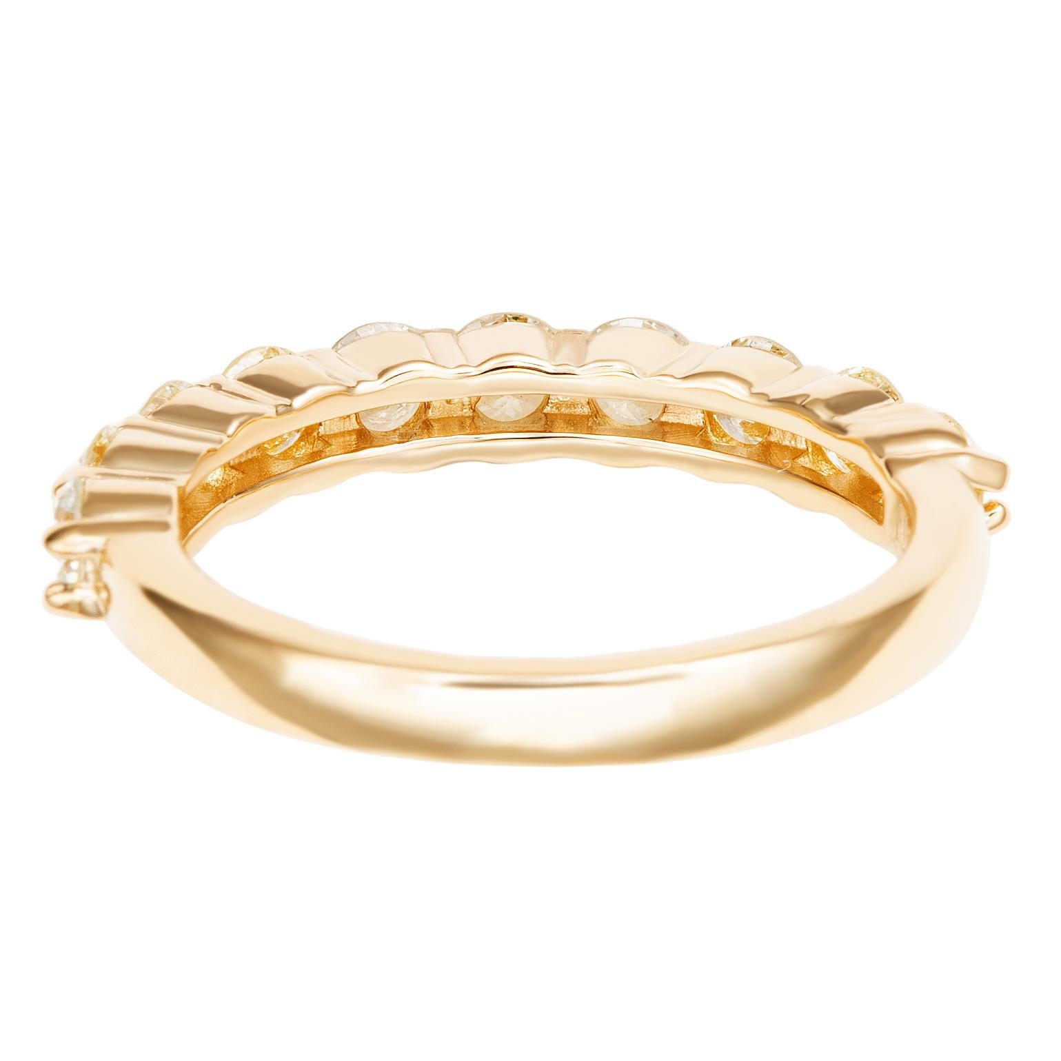Contemporary Suzy Levian 14K Yellow Gold 1 cttw Diamond Eternity Half Band For Sale