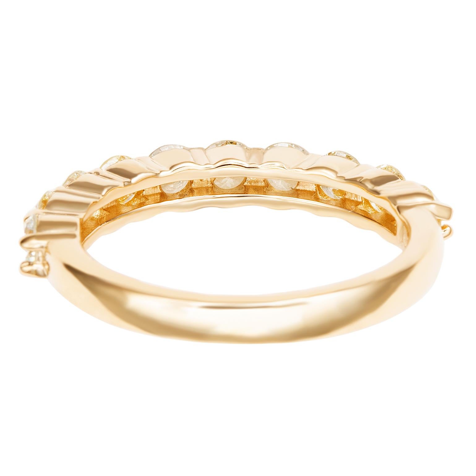 Round Cut Suzy Levian 14K Yellow Gold 1 cttw Diamond Eternity Half Band For Sale