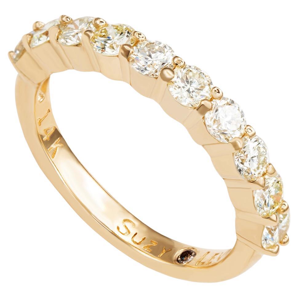 Suzy Levian, demi-anneau d'éternité en or jaune 14 carats avec diamants 1 carat en vente