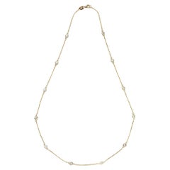 Suzy Levian 14K Yellow Gold 1.33 Carat White Diamond Station Necklace