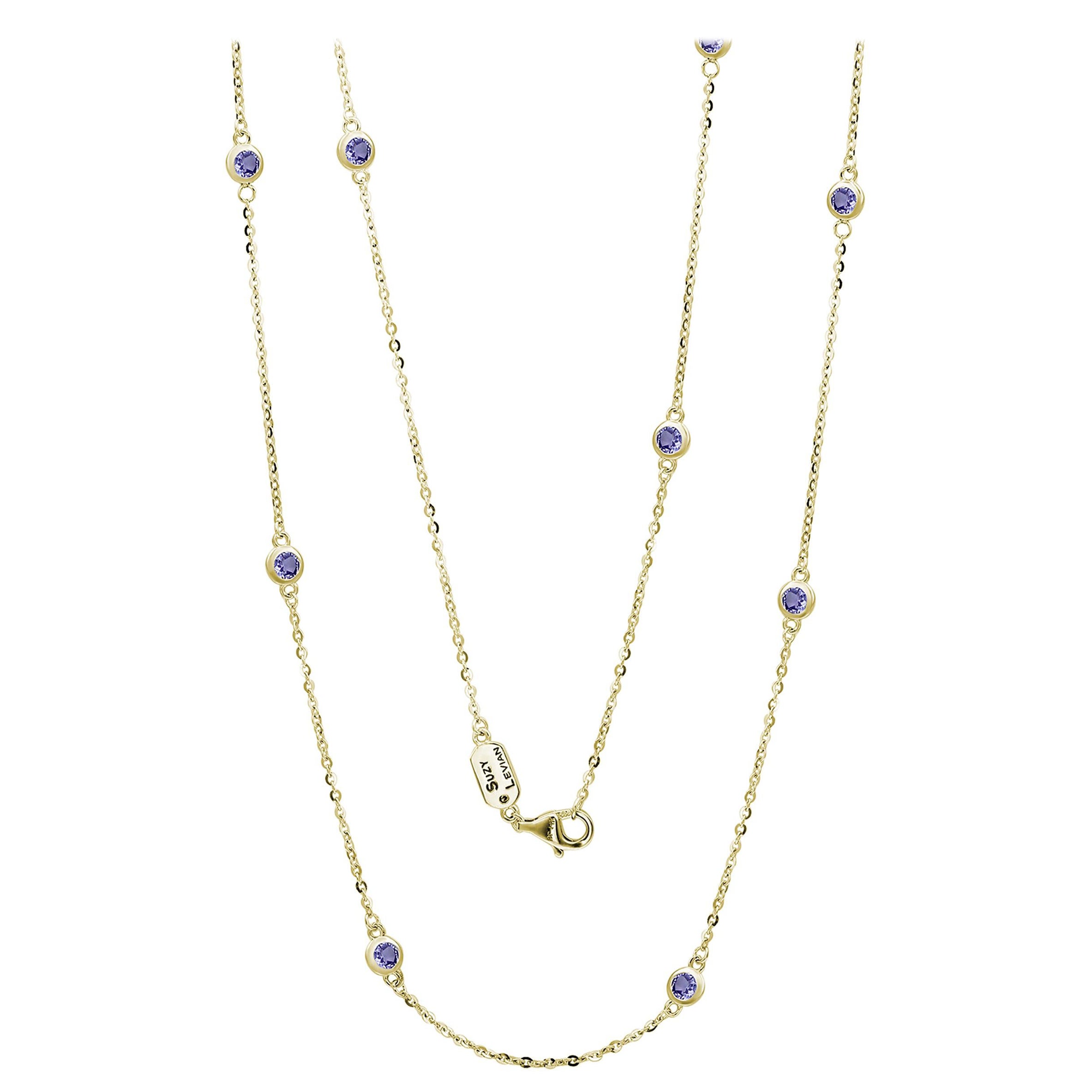 Suzy Levian 14K Gelbgold 1,50 CTTW Tansanit Station Halskette