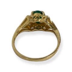 Suzy Levian 14K Yellow Gold Cabochon-Cut Emerald and Diamond Vintage Ring