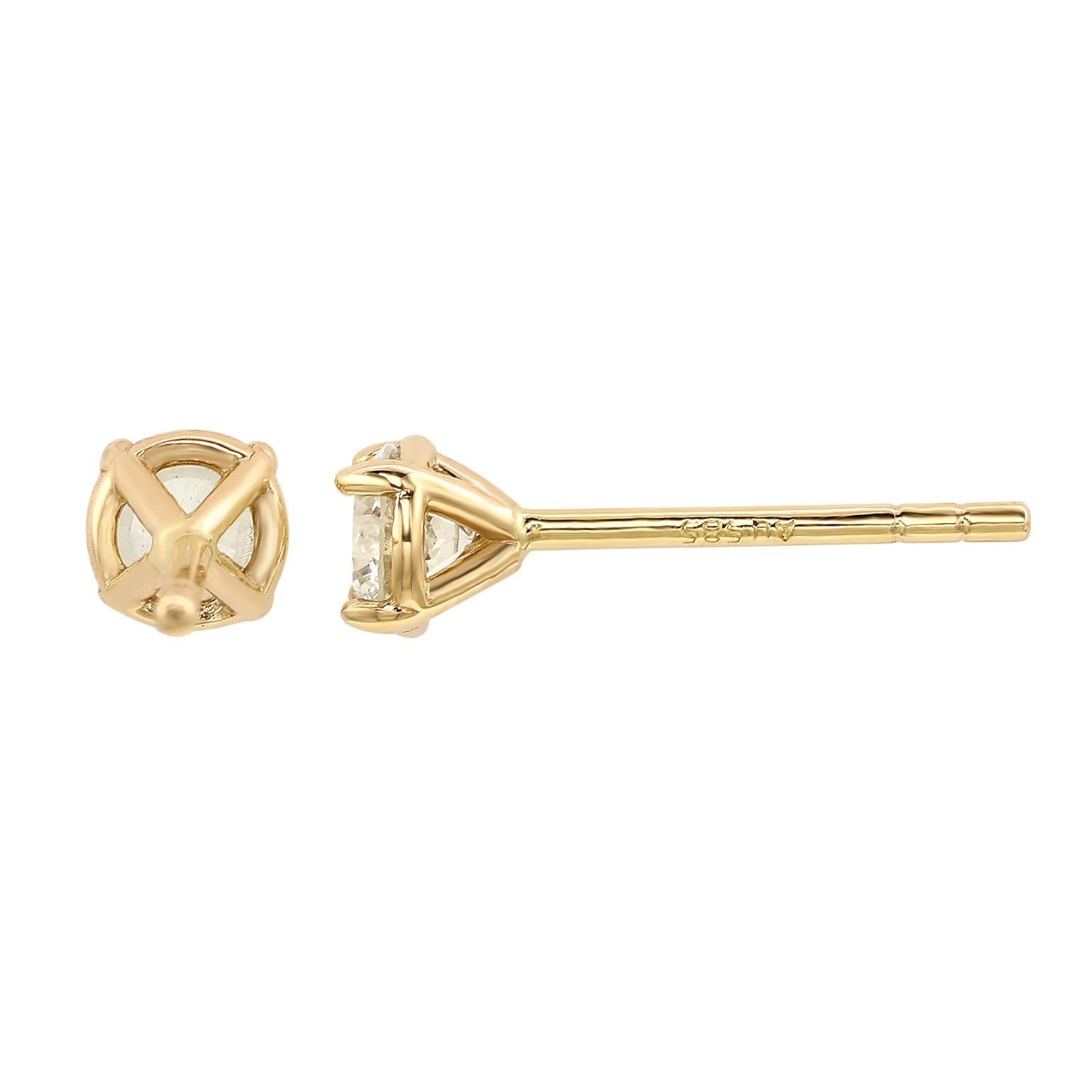 Add an elegant accent to your outfit with these sparkling stud earrings featuring two gorgeous white diamonds in a prong setting. Crafted in 14-karat yellow gold, these earrings have a high polish finish and butterfly clasp.

White Diamonds:
2