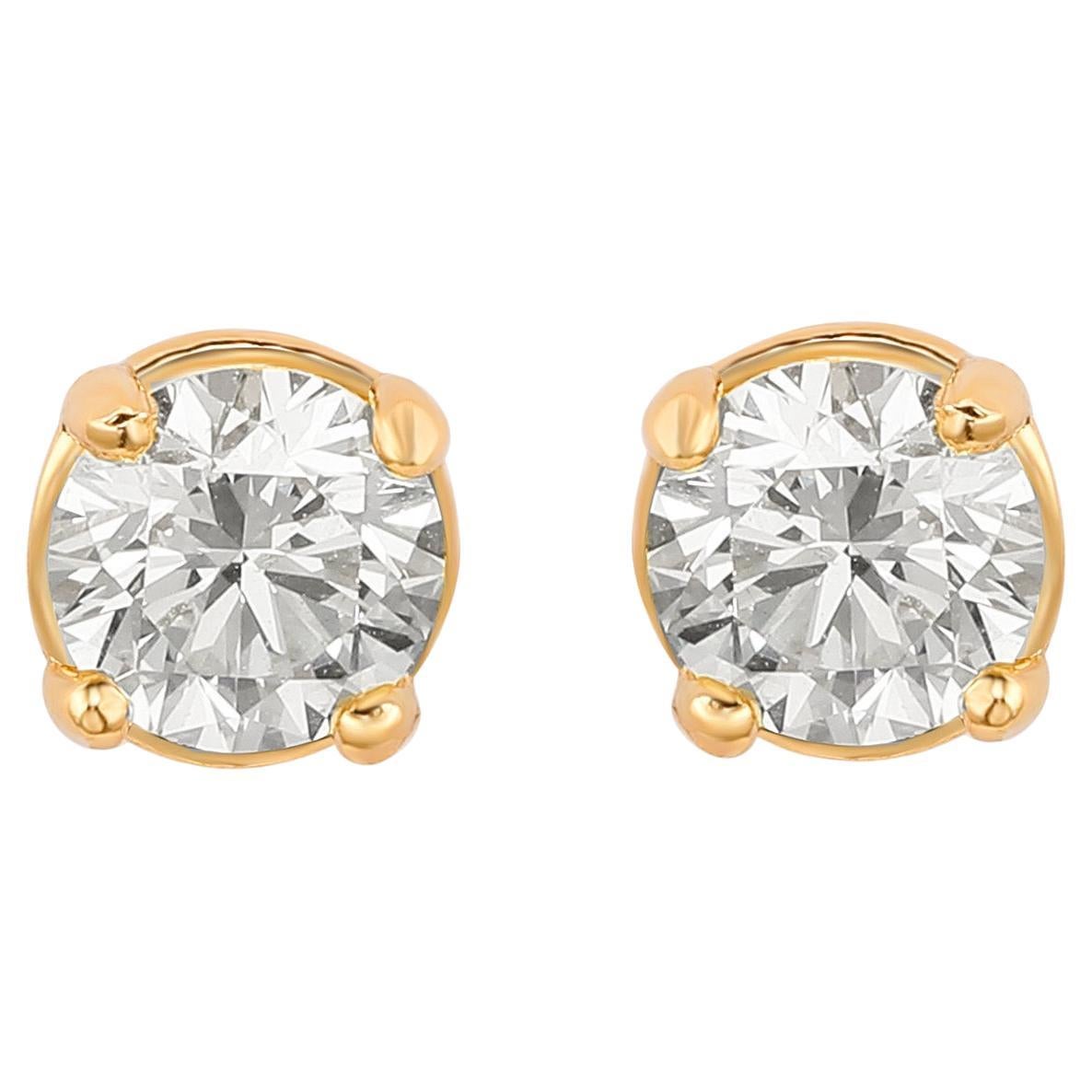 Suzy Levian 14K Yellow Gold Classic Four-Prong 0.33 TDW Diamond Stud Earrings For Sale