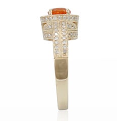 Suzy Levian 14 Karat Yellow Gold Orange Sapphire and Diamond Ring