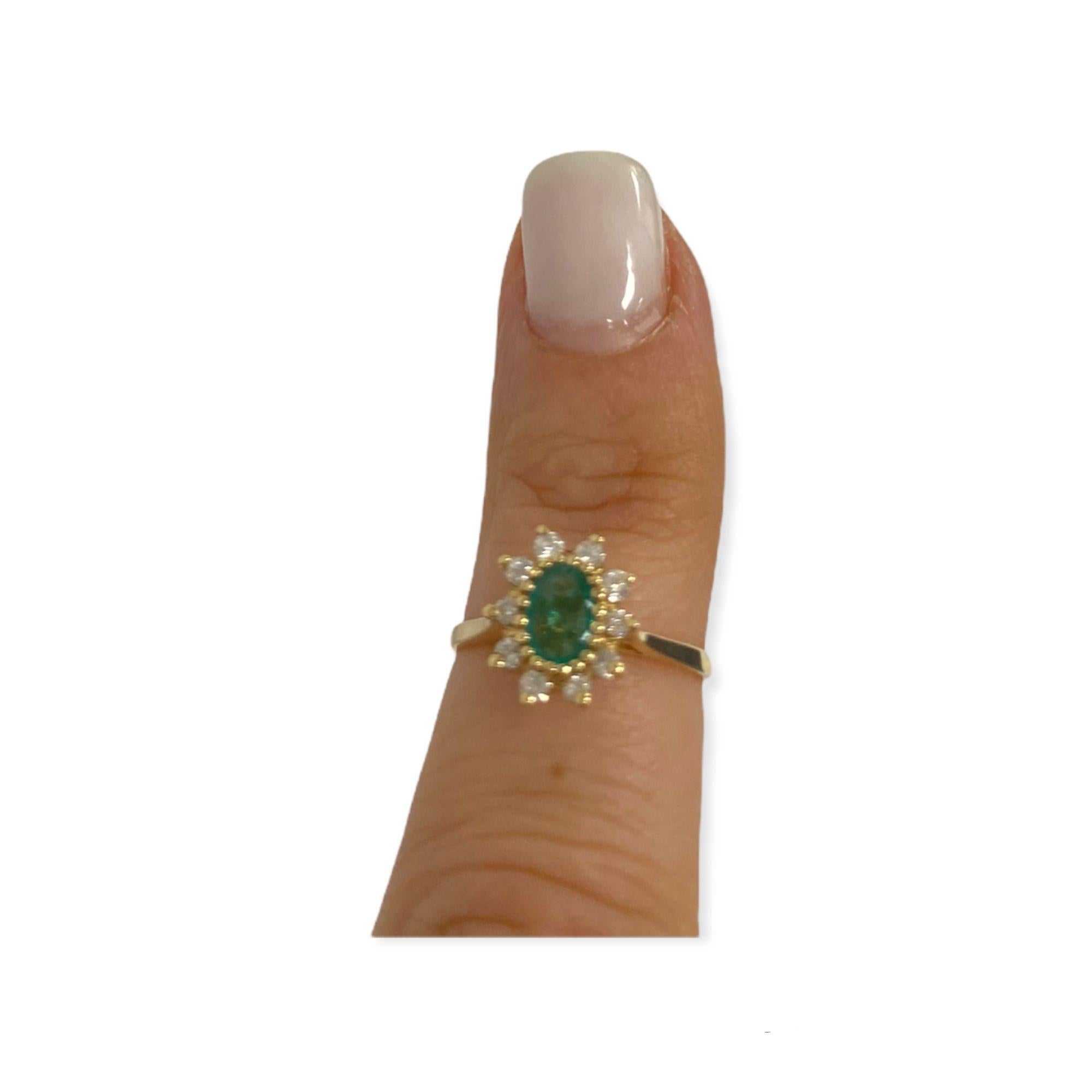 Belle Époque Suzy Levian 14K Yellow Gold Oval-Cut Emerald and Diamond Cocktail Ring For Sale