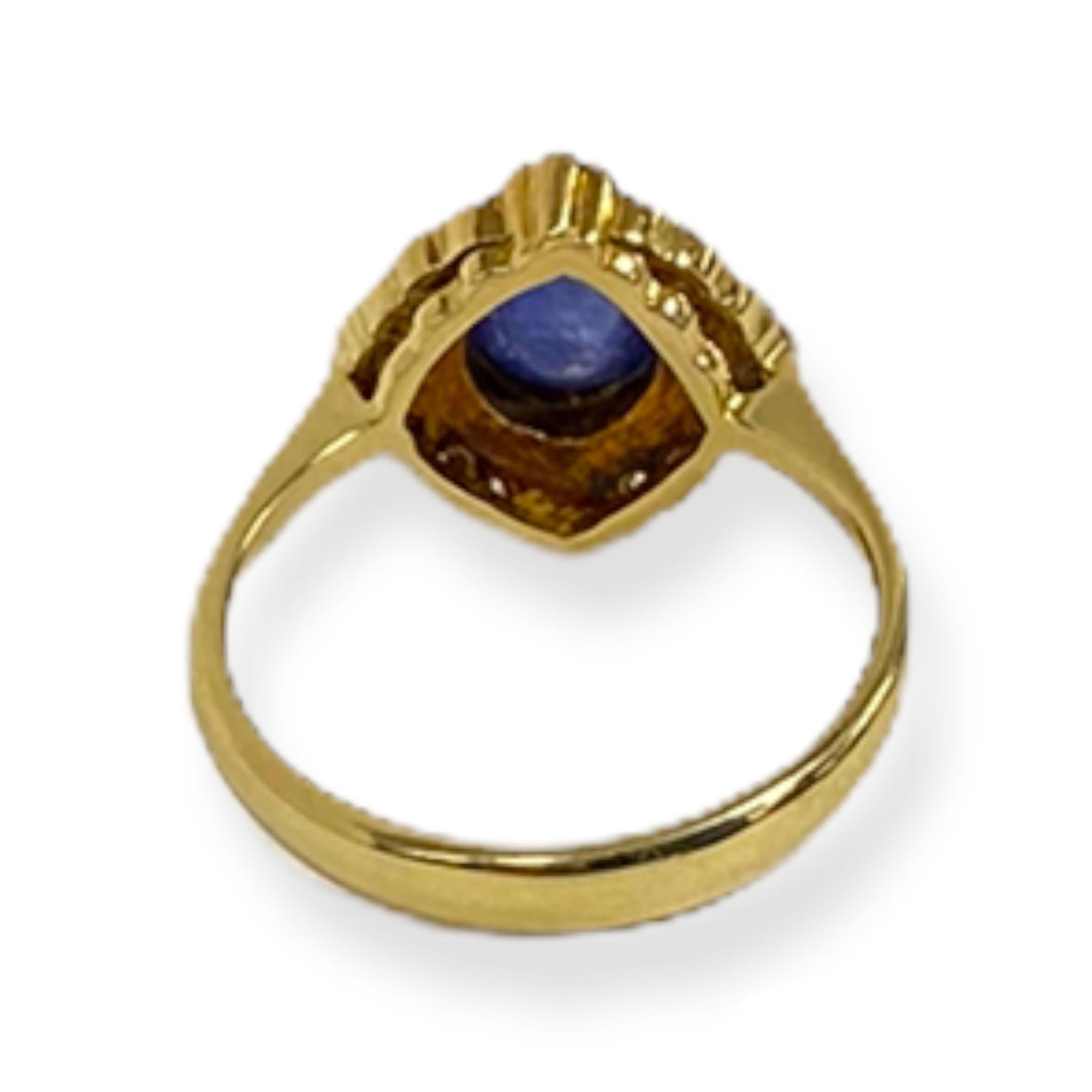 This spectacular ring from the Suzy Levian collection features 14k yellow gold. An array of white diamonds (.25cttw) accent the perfect blue color of the sapphire gemstone center stone (1.00ct) The brilliance of these gems and the luster of the