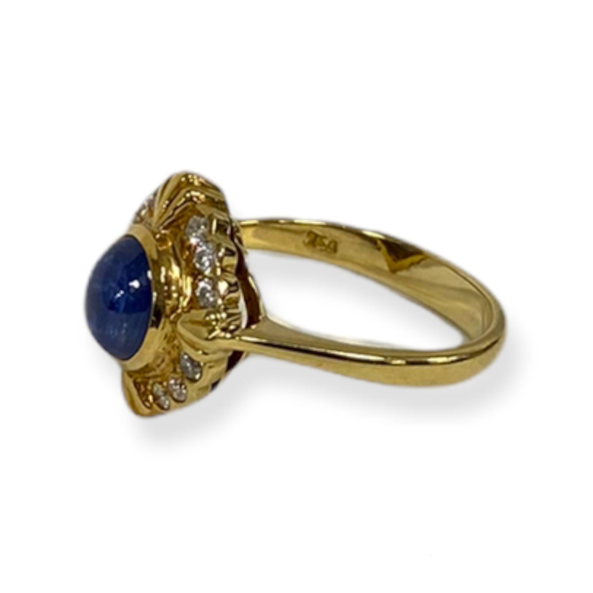 Victorien Suzy Levian Bague d'inspiration vintage en or jaune 14 carats avec saphir taille ovale et diamants en vente