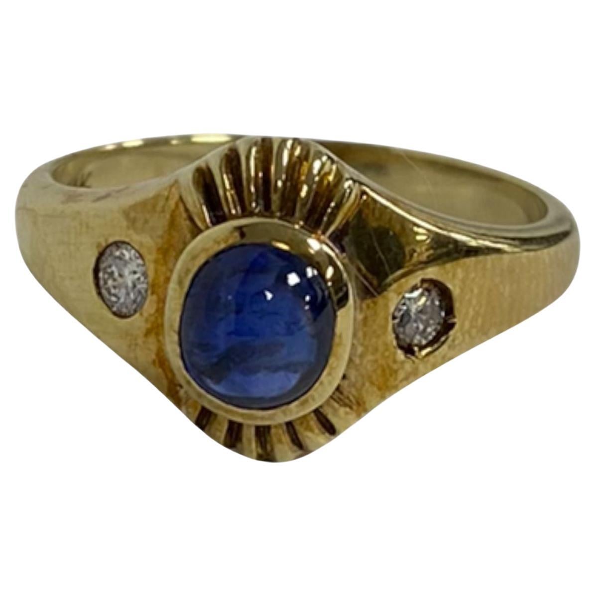 Suzy Levian 14K Yellow Gold Oval-Cut Sapphire and Diamond Vintage Ring