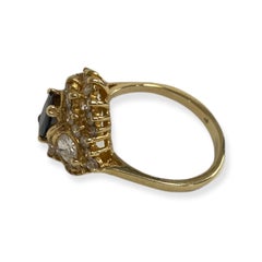 Suzy Levian 14K Yellow Gold Oval-Cut Sapphire and White Diamond Vintage Ring