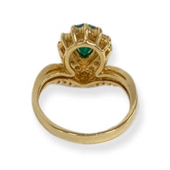 Suzy Levian 14K Yellow Gold Pear-Cut Emerald and White Diamond Ring
