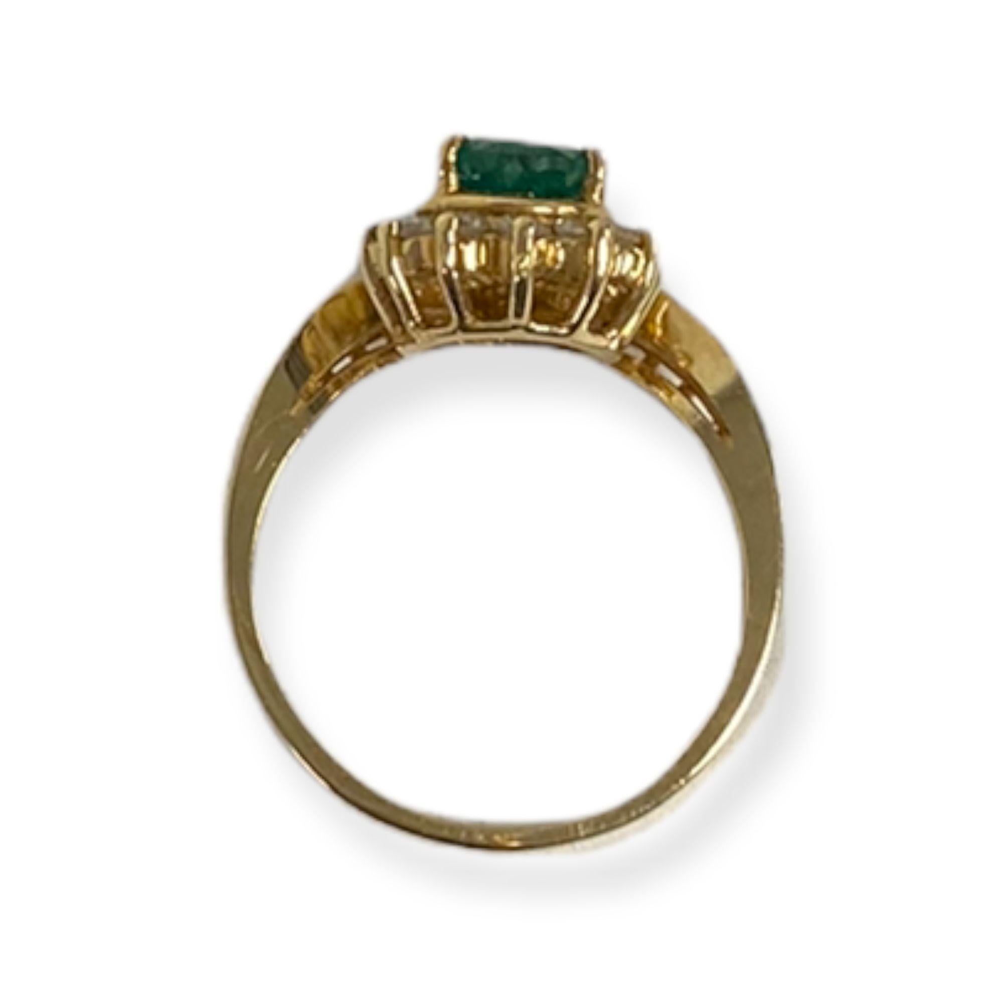 Pear Cut Suzy Levian 14K Yellow Gold Pear-Cut Emerald and White Diamond Ring For Sale