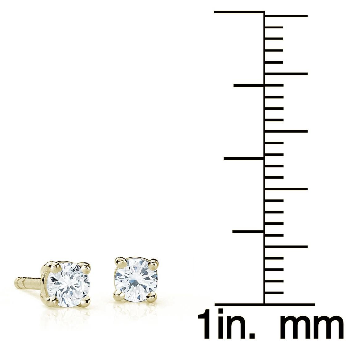Contemporary Suzy Levian 0.25ctw Round Cut White Diamond 14K Yellow Gold Stud Earrings For Sale