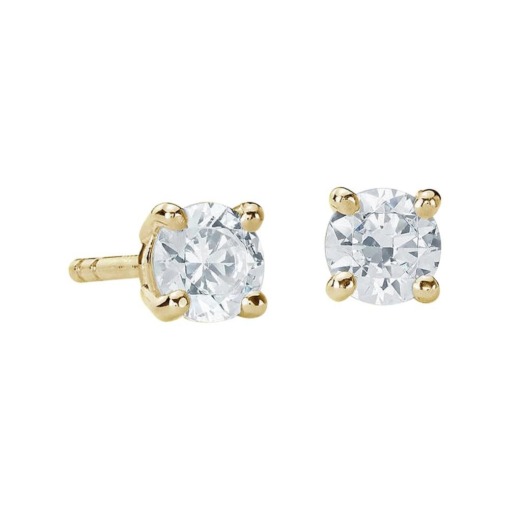 Suzy Levian 0.25ctw Round Cut White Diamond 14K Yellow Gold Stud Earrings For Sale