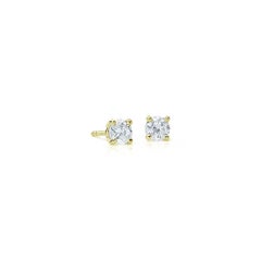 Suzy Levian 0.20 Carat Round White Diamond 14K Yellow Gold Stud Earrings