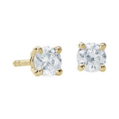 Suzy Levian 14k Yellow Gold Round White Diamond Stud Earrings '0.20 carats'