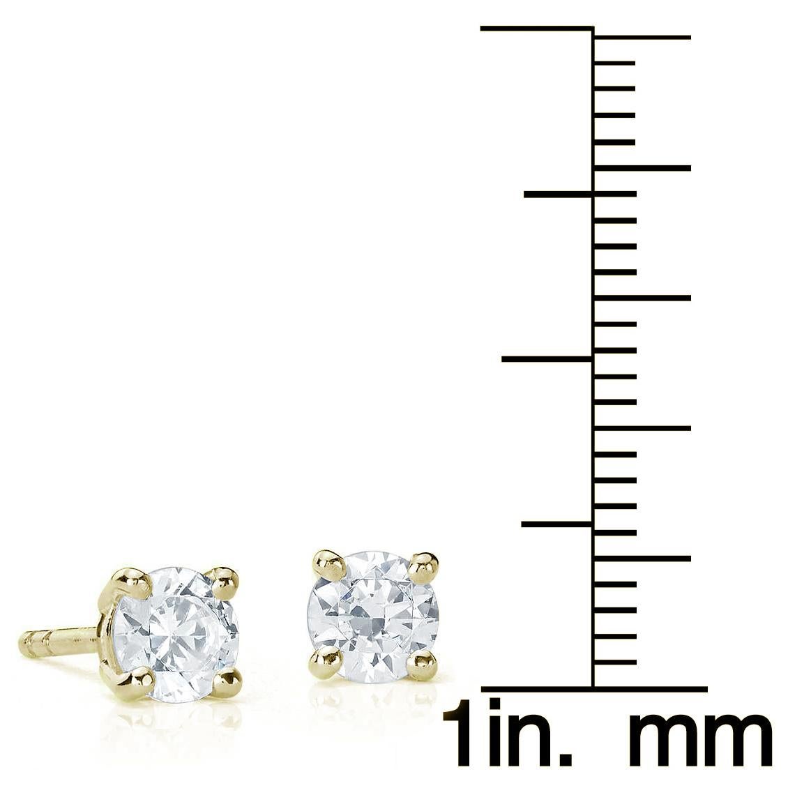 Contemporary Suzy Levian 0.50 Carat Round White Diamond 14K Yellow Gold Stud Earrings  For Sale