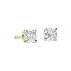 Suzy Levian 0,50 Karat runder weißer Diamant 14K Gelbgold Ohrstecker
