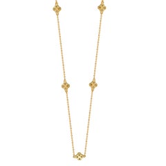 Suzy Levian 14K Yellow Gold White Diamond 5 Clover by the Yard Station Necklace