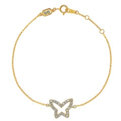 Suzy Levian Bracelet solitaire papillon en or jaune 14 carats et diamants blancs