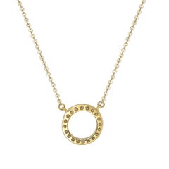 Suzy Levian 14k Yellow Gold White Diamond Circle Necklace