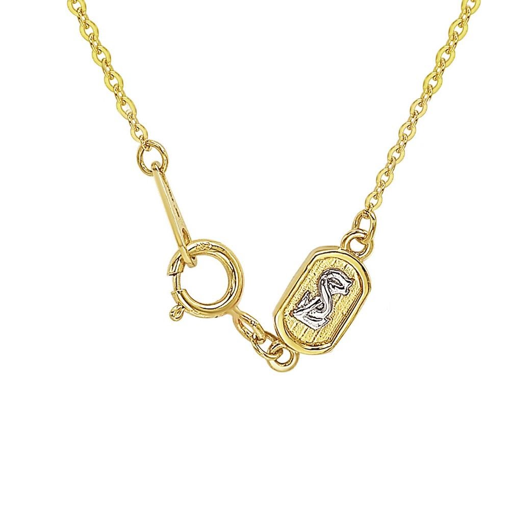 Contemporary Suzy Levian 14k Yellow Gold White Diamond Circle Necklace For Sale
