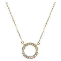Suzy Levian, Kreis-Halskette, 14 Karat Gelbgold, weißer Diamant
