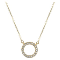 Suzy Levian 14k Yellow Gold White Diamond Circle Necklace