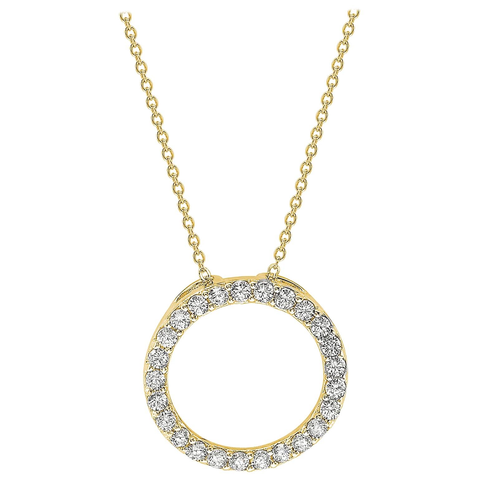 Suzy Levian 14K Yellow Gold White Diamond Circle Pendant