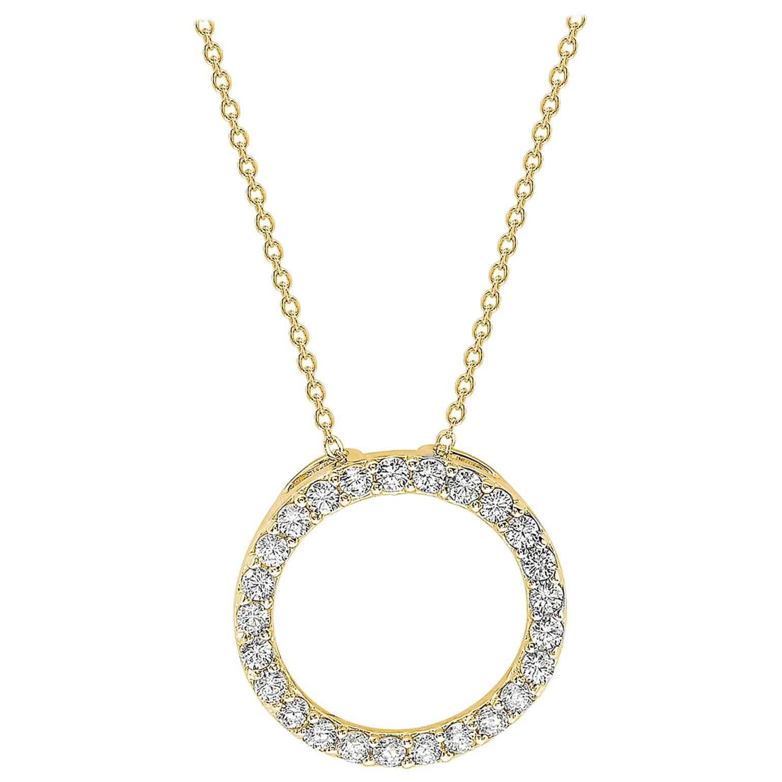 Suzy Levian 14K Yellow Gold White Diamond Circle Pendant