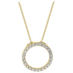 Suzy Levian 14K Yellow Gold White Diamond Circle Pendant