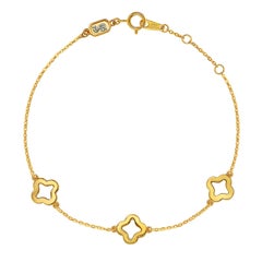 Suzy Levian Pulsera de oro amarillo de 14 quilates con diamantes blancos Trébol por metros